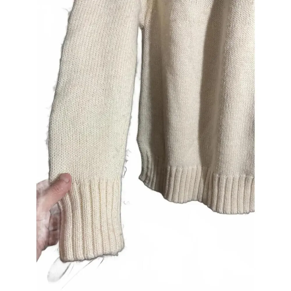 Alya White Wool Blend Turtleneck Sweater with Colorful Pattern Large - Picture 5 of 10